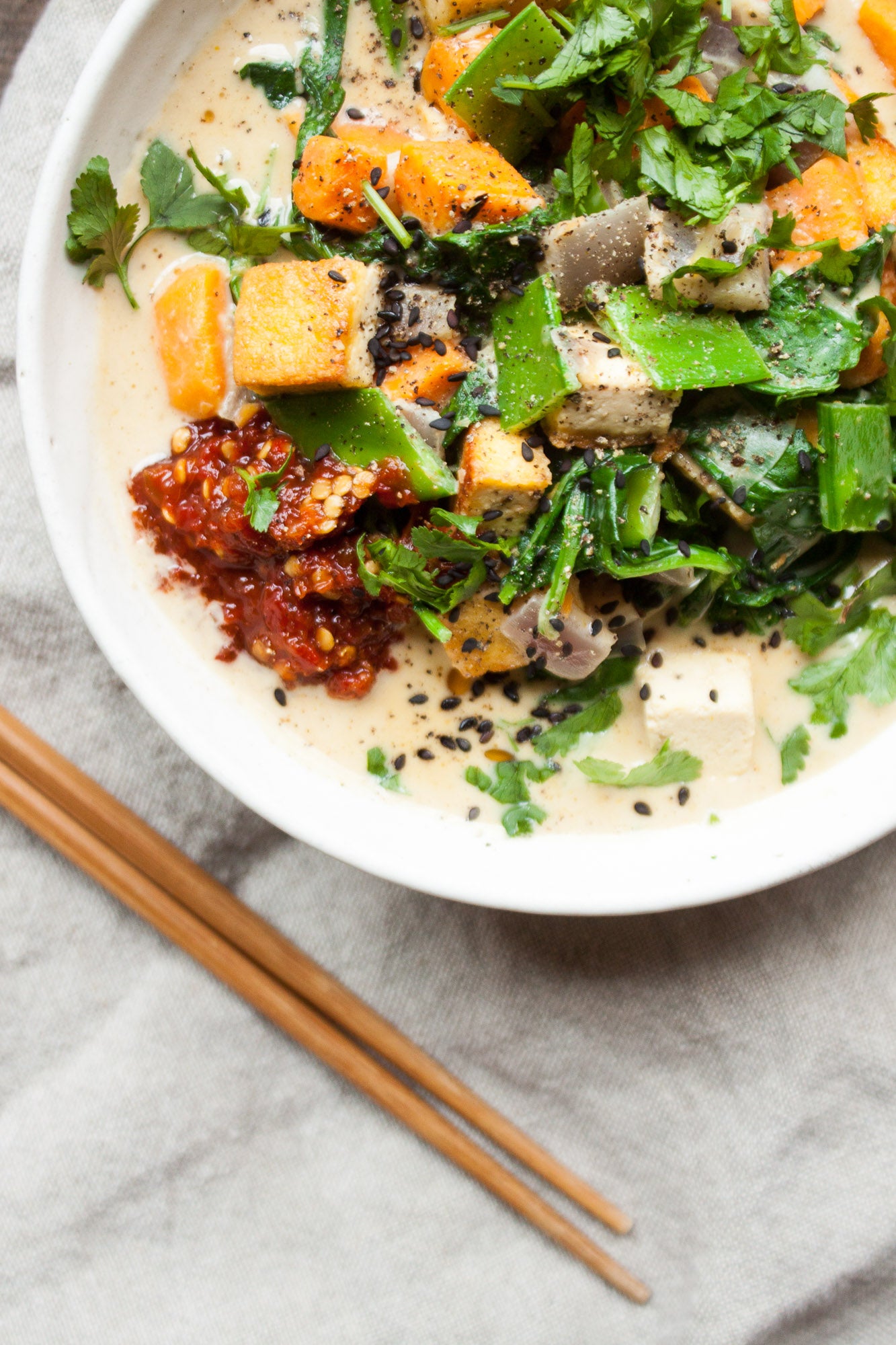 Sweet Potato + Kale Green Curry with Tofu